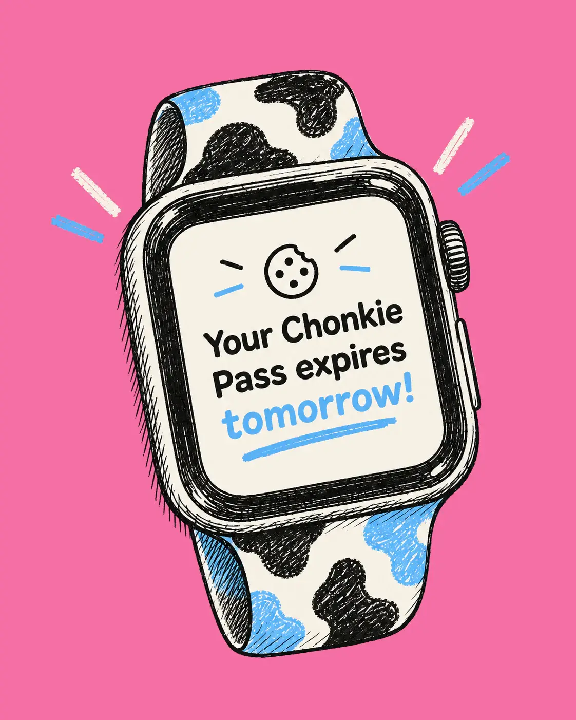 Illustration representing an expiring chonkie Crew Pass.